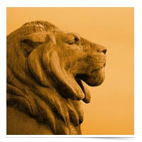 Profile of a lion statue