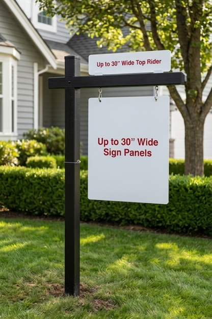 Black Aluminum Colonial Post 3-Piece Set for up to 30-Inch Wide Panels and Top Rider