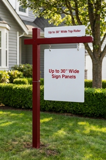 Red Aluminum Colonial Post 3-Piece Set for up to 30-Inch Wide Panels and Top Rider