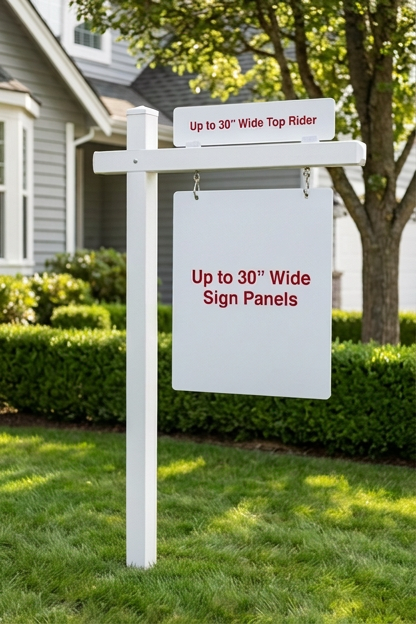 White Aluminum Colonial Post 3-Piece Set for up to 30-Inch Wide Panels and Top Rider