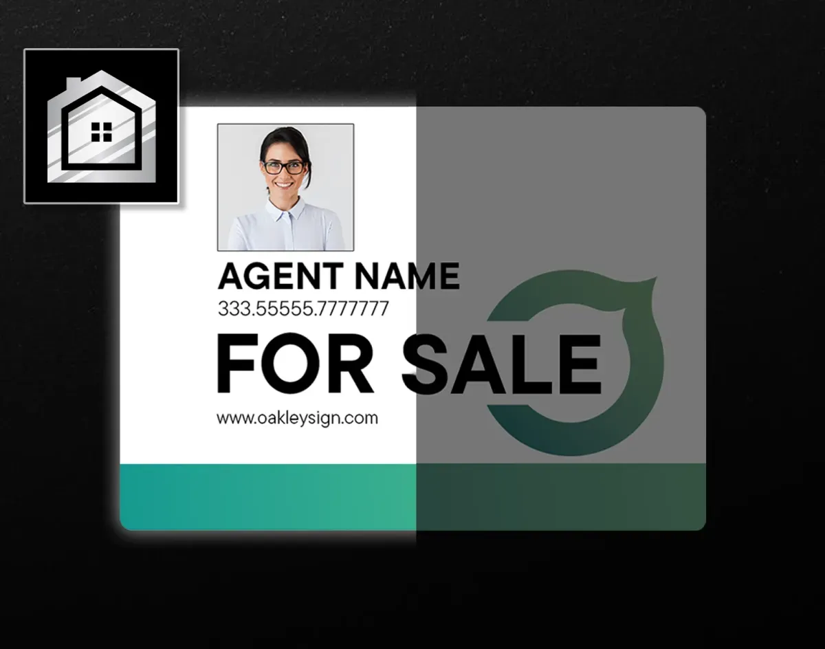 Split-screen comparison showing a real estate sign illuminated by reflective coating versus a standard matte sign.